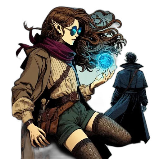 staff, jacket, mask, comic book art transparent PNG cut-out