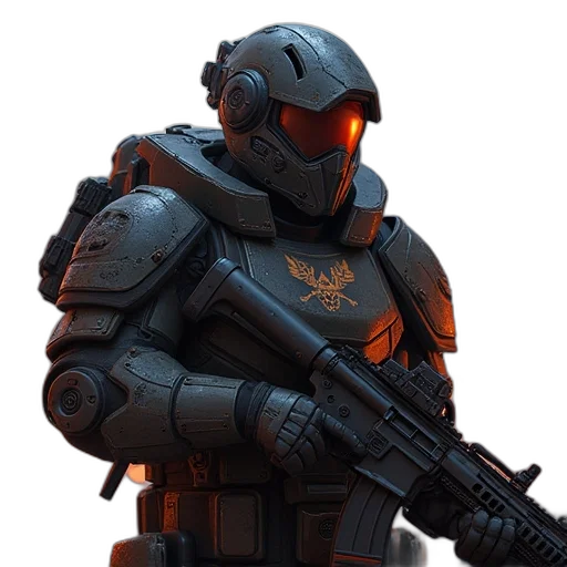 robot, weapon, concept art, 3d render transparent PNG cut-out