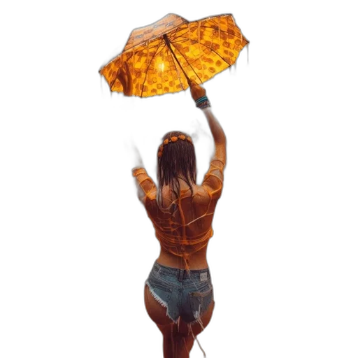 umbrella, dress, jacket, staff transparent PNG cut-out