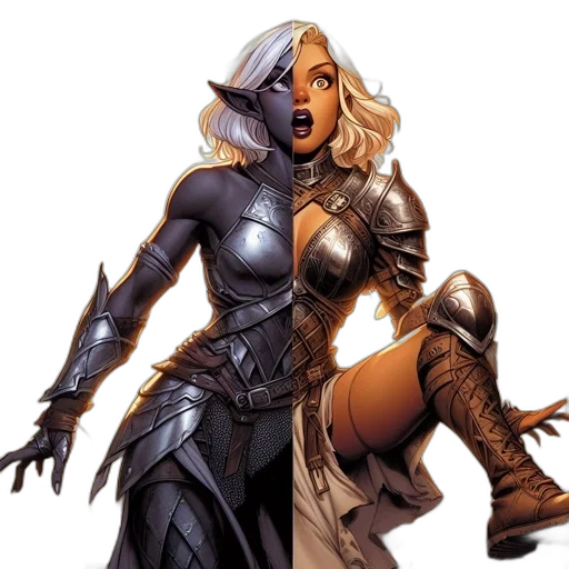 comic book art, concept art, fantasy art, two transparent PNG cut-out