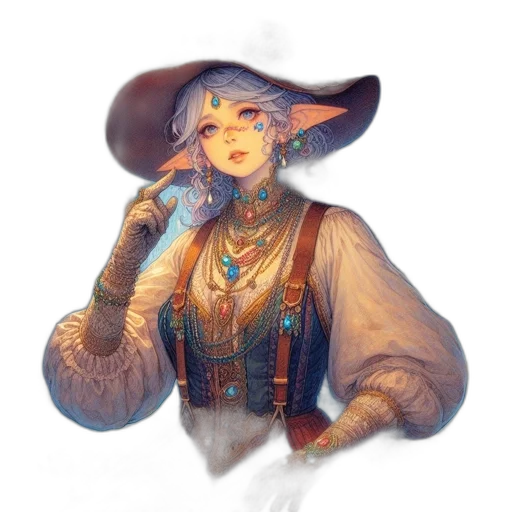 staff, hat, jewelry, dress transparent PNG cut-out