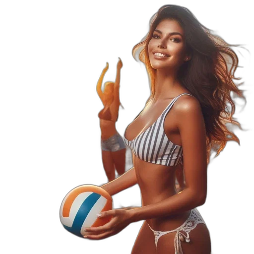 photorealistic, concept art, beach, woman transparent PNG cut-out