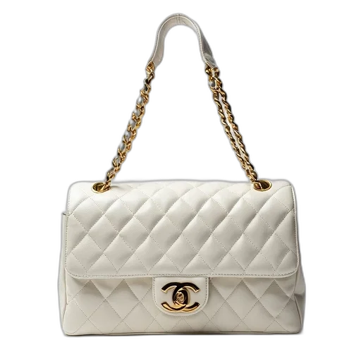 white, chanel, quilted, leather transparent PNG cut-out