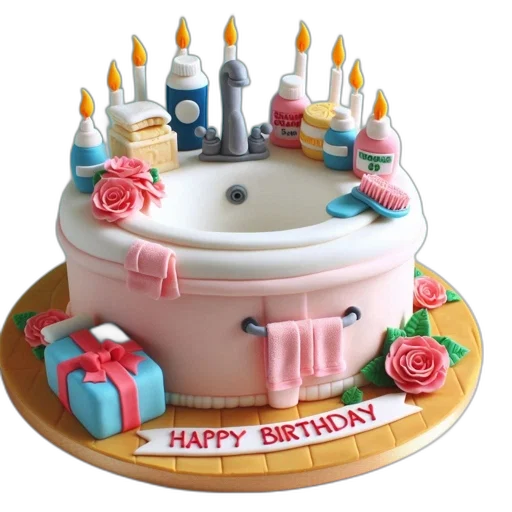 3d render, pastel, sink-shaped, cake transparent PNG cut-out