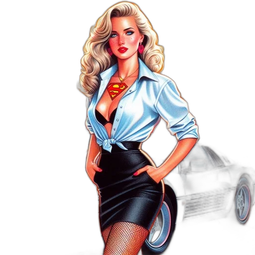 car, dress, staff, comic book art transparent PNG cut-out
