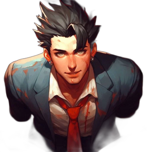 face, staff, jacket, weapon transparent PNG cut-out