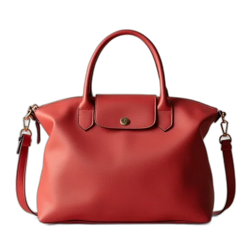 red, longchamp, handbag transparent PNG cut-out