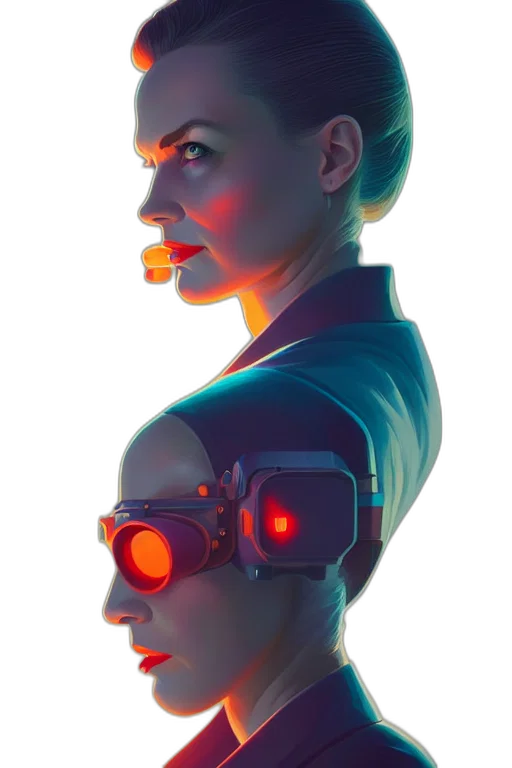 robot, face, staff, weapon transparent PNG cut-out