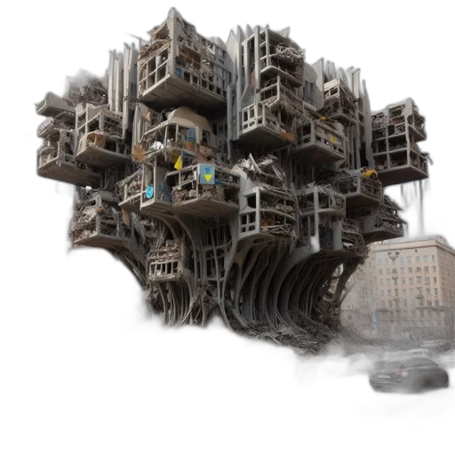 building, robot, concept art, 3d render transparent PNG cut-out