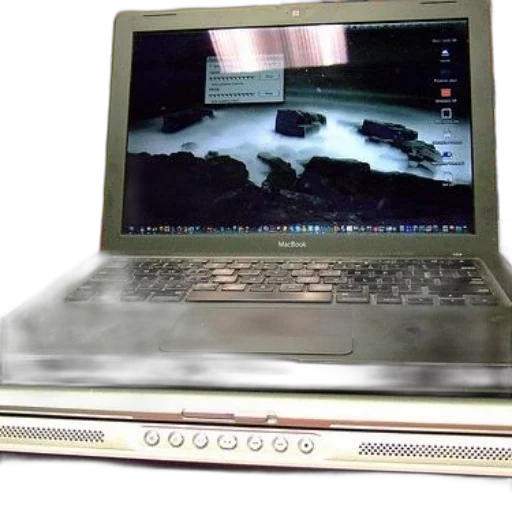 3d render, macbook, laptop, snowy transparent PNG cut-out