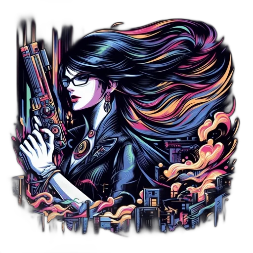 weapon, cyberpunk, pixel art, comic book art transparent PNG cut-out