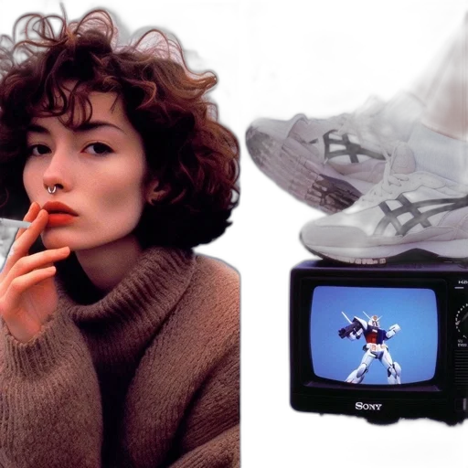 shoes, robot, jacket, vaporwave transparent PNG cut-out