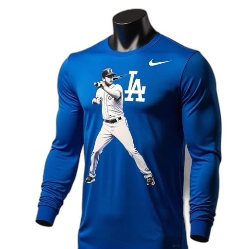blue, long-sleeve, t-shirt, graphic transparent PNG cut-out