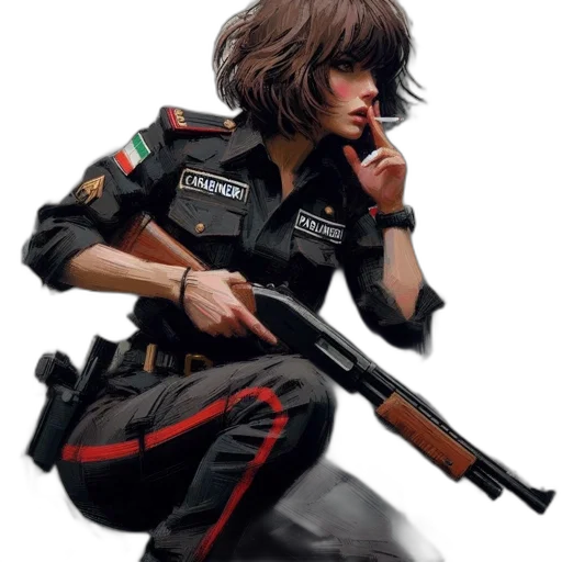 weapon, jacket, staff, cyberpunk transparent PNG cut-out