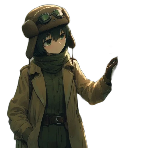 hat, jacket, staff, weapon transparent PNG cut-out