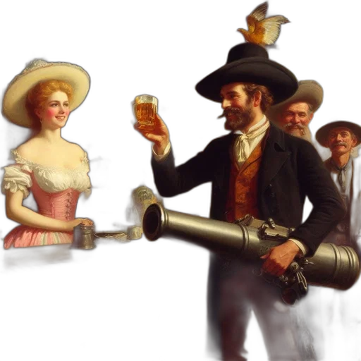 weapon, staff, hat, bottle transparent PNG cut-out
