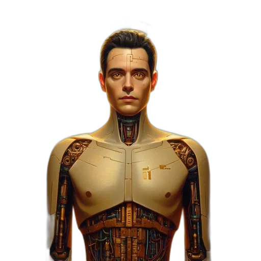 robot, jacket, face, concept art transparent PNG cut-out