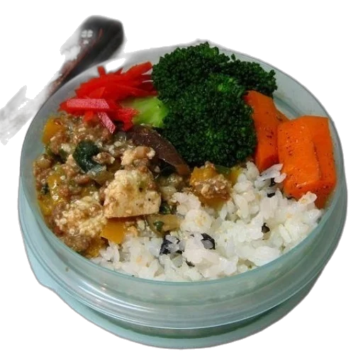 food, bowl, rice, vegetables transparent PNG cut-out