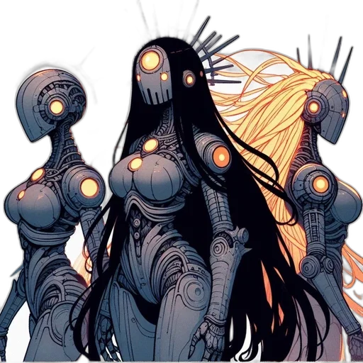 robot, concept art, comic book art, cyberpunk transparent PNG cut-out