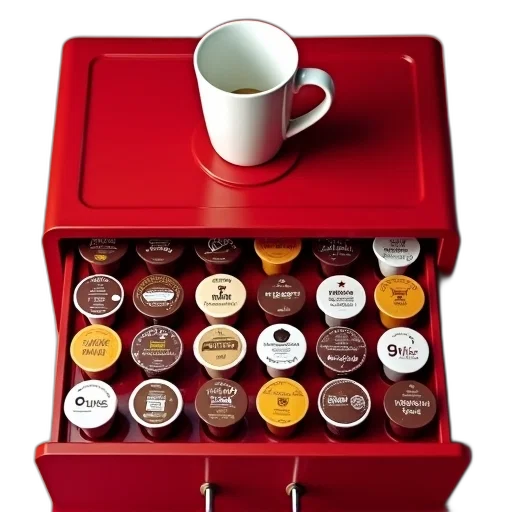 red, coffee, machine, white transparent PNG cut-out