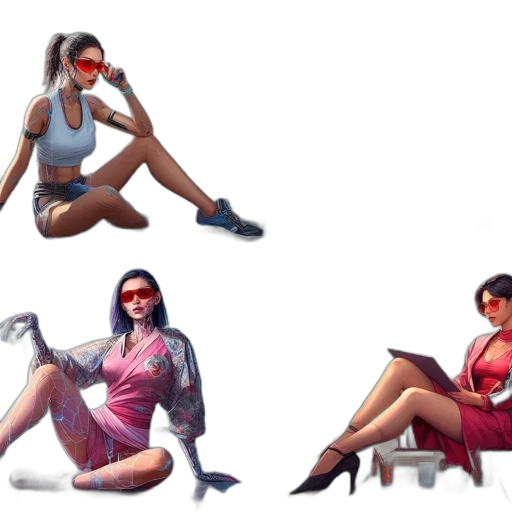concept art, 3d render, cyberpunk, comic book art transparent PNG cut-out