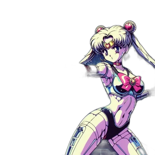 robot, weapon, vaporwave, anime transparent PNG cut-out