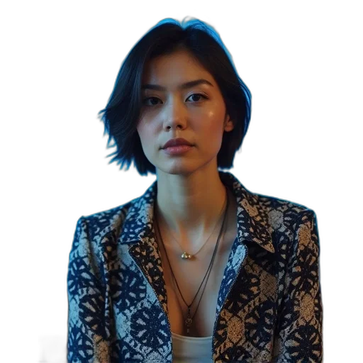 jacket, jewelry, face, staff transparent PNG cut-out