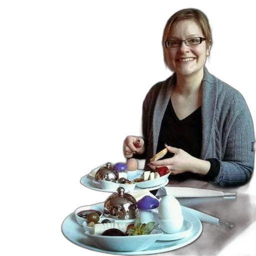 food, woman, enjoys, meal transparent PNG cut-out