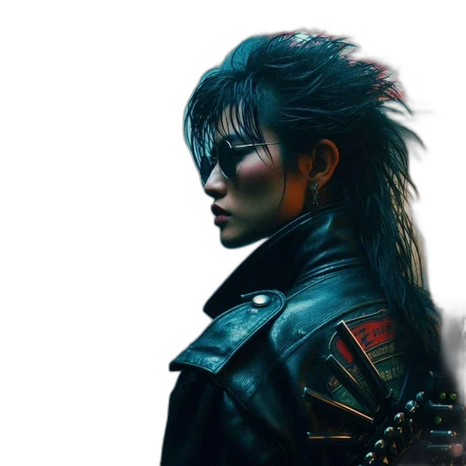 jacket, dragon, hair, face transparent PNG cut-out
