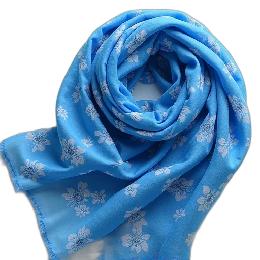 blue, flower, pattern, scarf transparent PNG cut-out