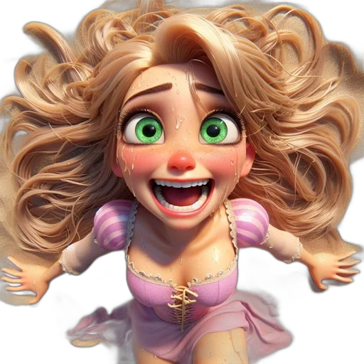 face, dress, hair, 3d render transparent PNG cut-out