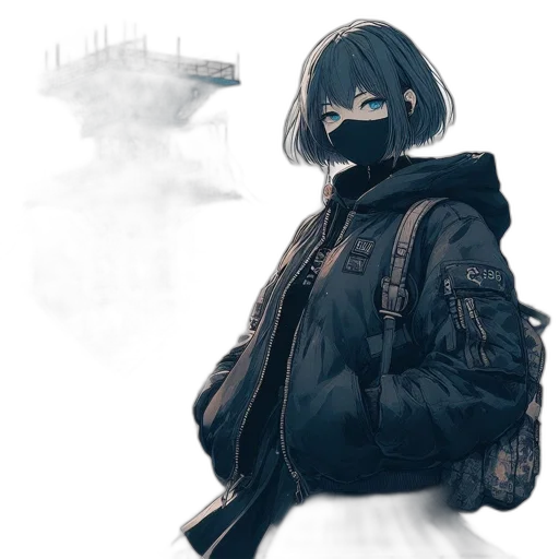 jacket, mask, face, weapon transparent PNG cut-out