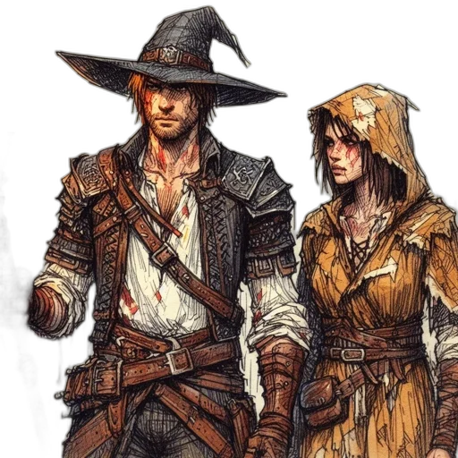 jacket, hat, staff, concept art transparent PNG cut-out