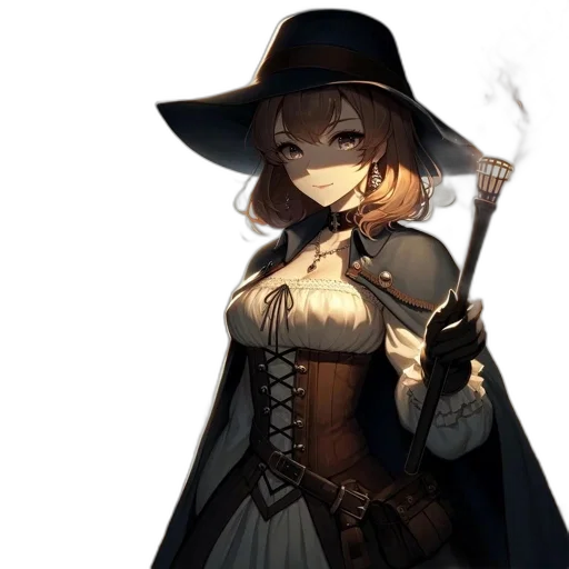 staff, weapon, hat, dress transparent PNG cut-out