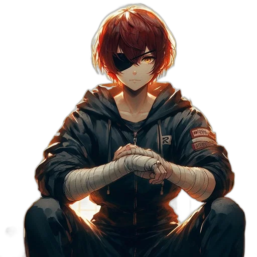 jacket, mask, staff, weapon transparent PNG cut-out