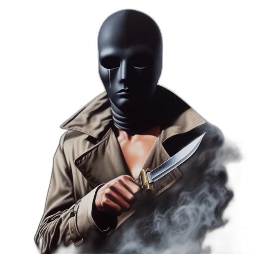 mask, jacket, weapon, sword transparent PNG cut-out