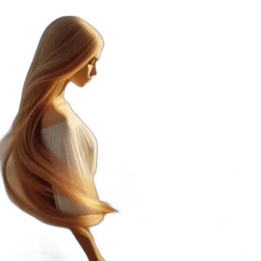 hair, dress, concept art, 3d render transparent PNG cut-out