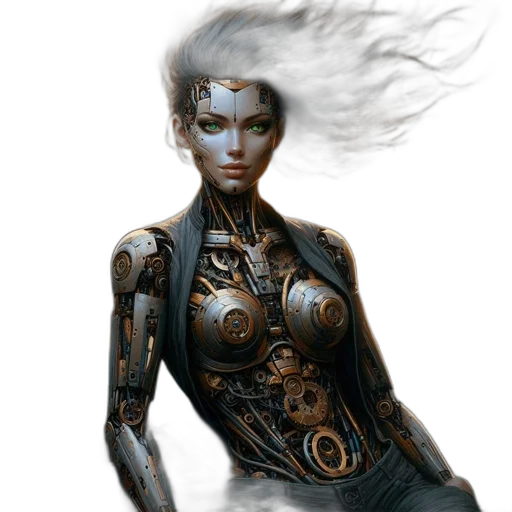 robot, jewelry, dress, cyberpunk transparent PNG cut-out