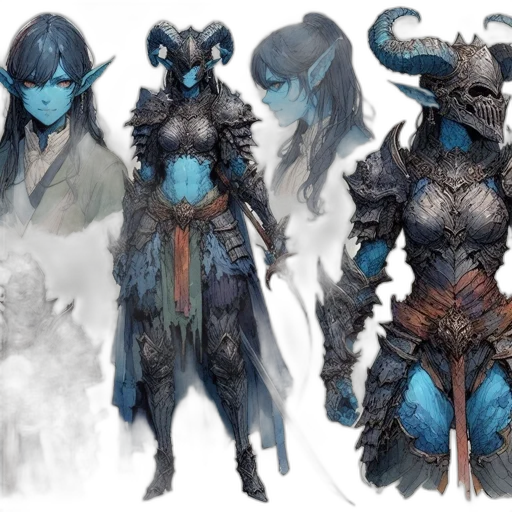 concept art, fantasy art, comic book art, blue transparent PNG cut-out