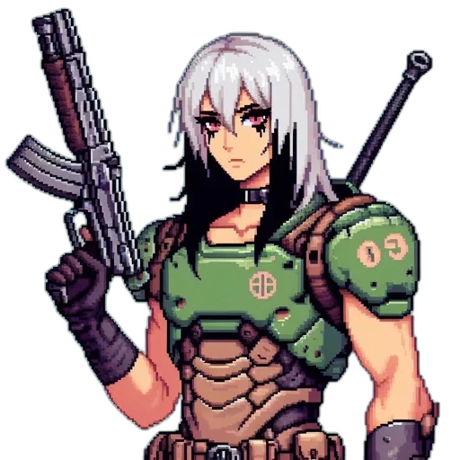weapon, pixel art, cyberpunk, anime transparent PNG cut-out