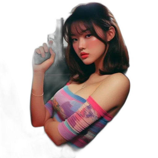 dress, weapon, robot, face transparent PNG cut-out