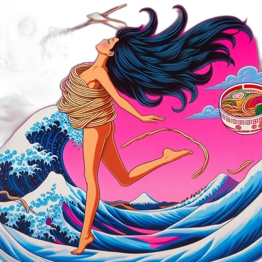 food, vaporwave, comic book art, concept art transparent PNG cut-out
