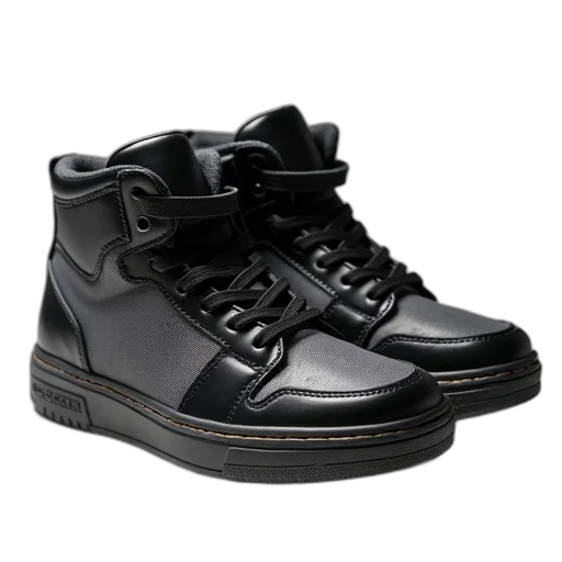 shoes, 3d render, black, boys transparent PNG cut-out