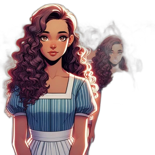 dress, hair, face, concept art transparent PNG cut-out