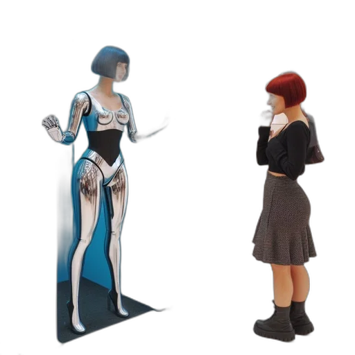 robot, dress, concept art, 3d render transparent PNG cut-out