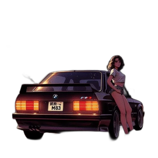 car, concept art, vaporwave, pixel art transparent PNG cut-out