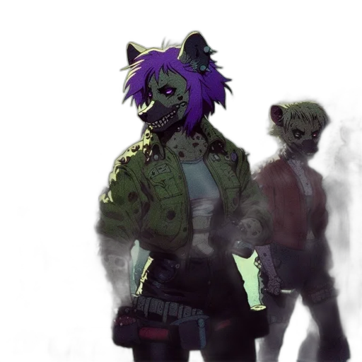 jacket, mask, creature, staff transparent PNG cut-out
