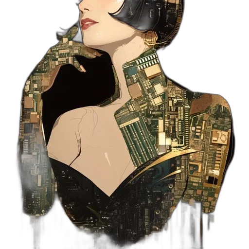 dress, jacket, jewelry, mask transparent PNG cut-out