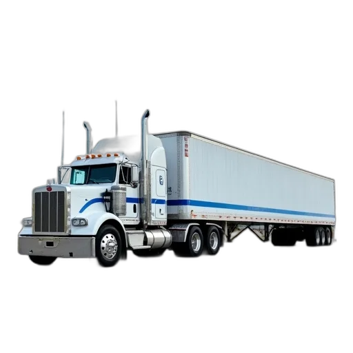photorealistic, large, white, semi-truck transparent PNG cut-out