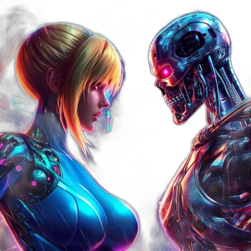 robot, cyberpunk, concept art, comic book art transparent PNG cut-out